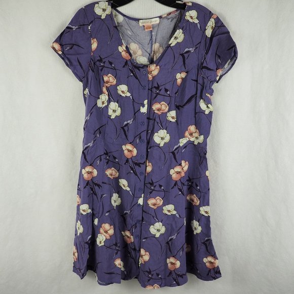 Band of Gypsies Dresses & Skirts - Band of Gypsies Dress Button Up Floral Purple XL